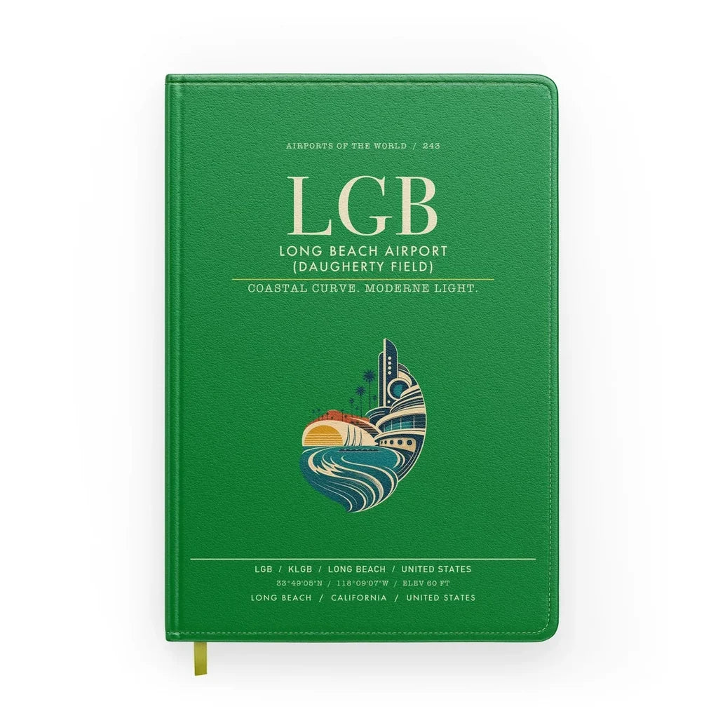 Long Beach Airport (Daugherty Field) (LGB) design on green notebook