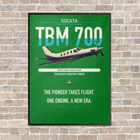 Thumbnail for Socata TBM 700 vertical canvas print - framed - green background