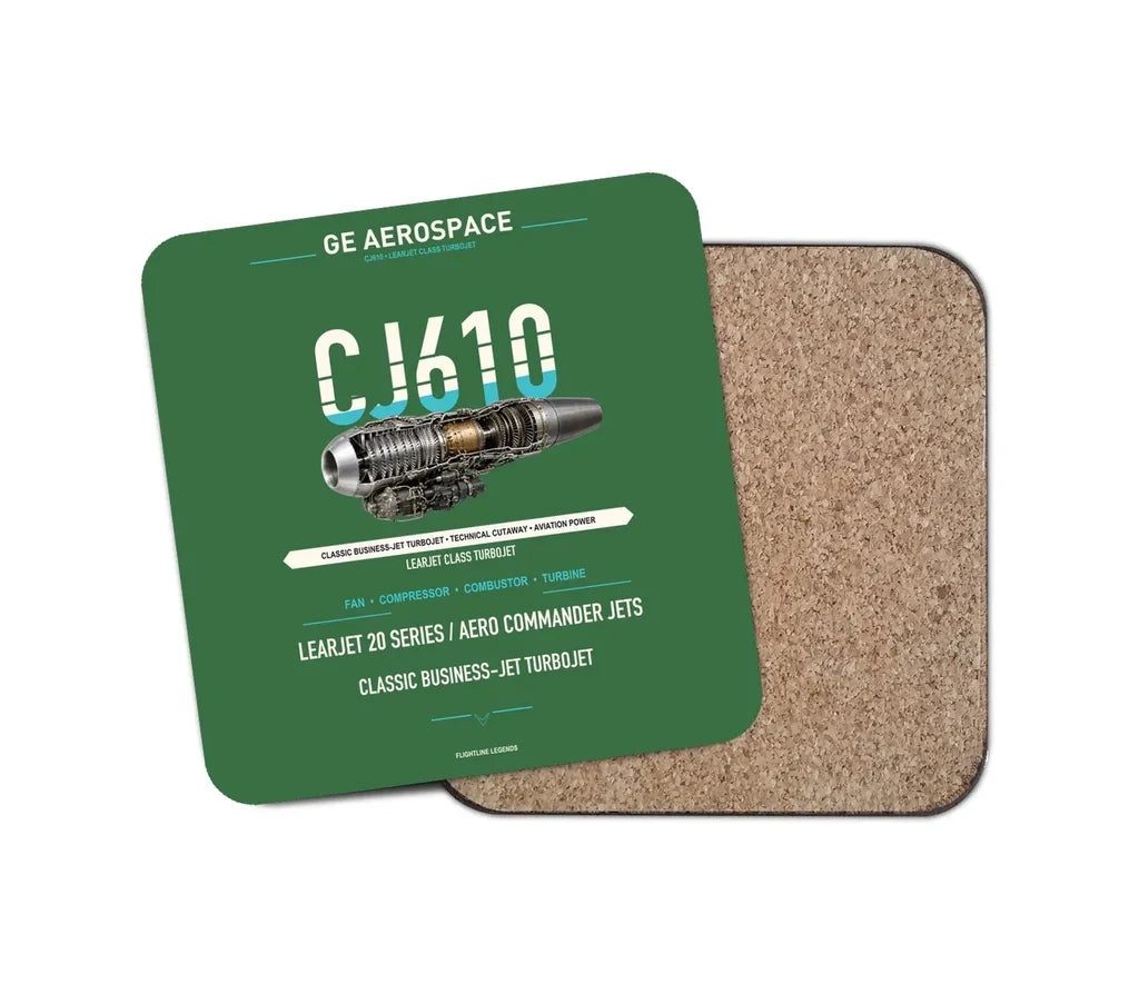 CJ610 design on green 1 piece coaster