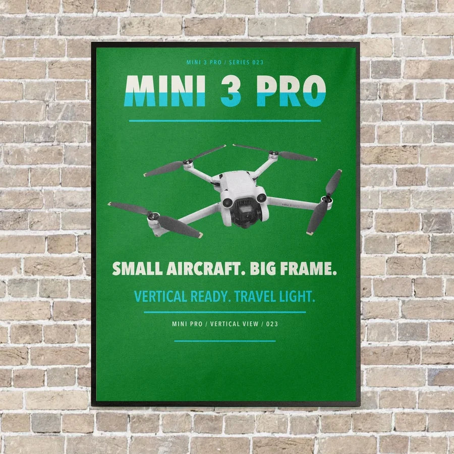 DJI Mini 3 Pro vertical canvas print - framed - green background
