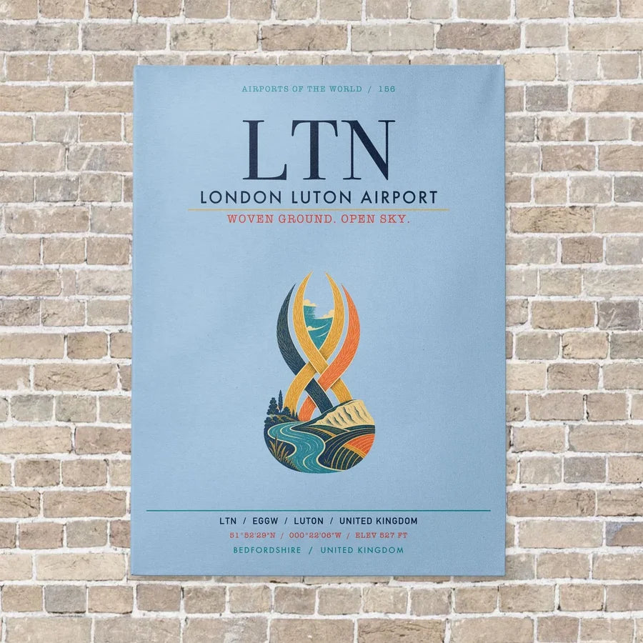 London Luton Airport LTN vertical canvas print - no frame - light blue background