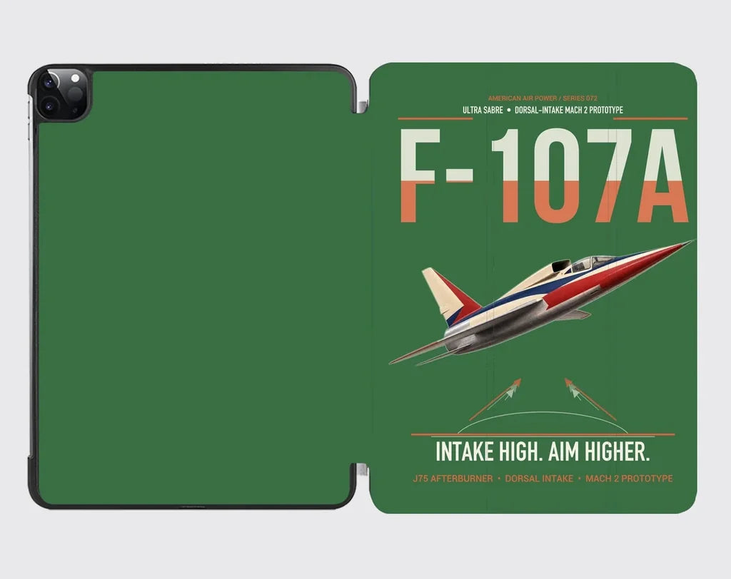F-107A Ultra Sabre design on green ipad tablet case