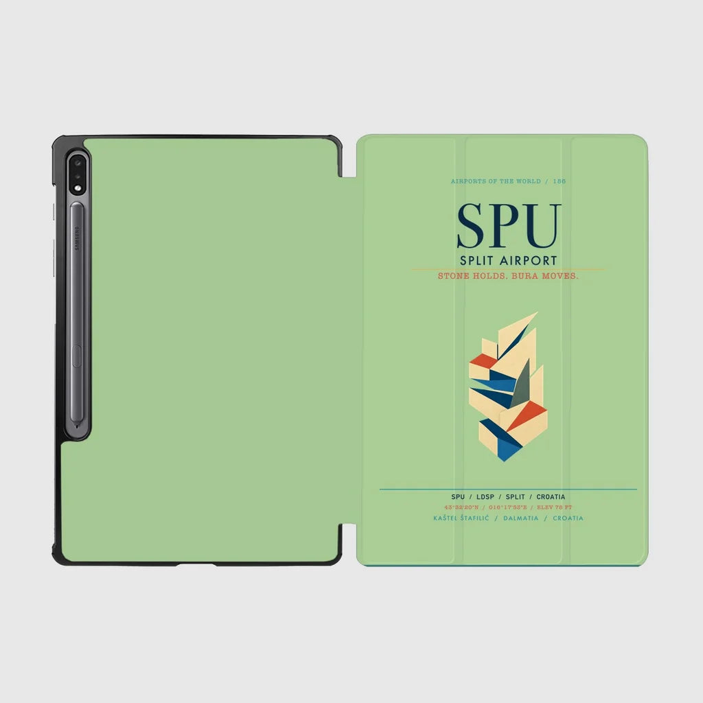 Split Airport (SPU) design on light green samsung tablet tablet case