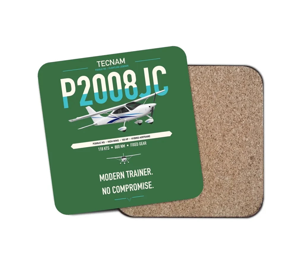 Tecnam P2008JC NG design on green 1 piece coaster
