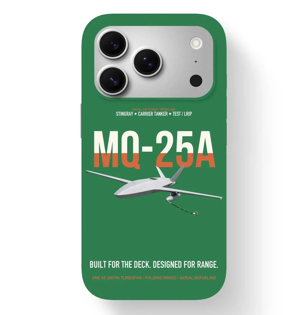MQ-25A STINGRAY design on green magsafe iphone case, for iPhone 17 Pro