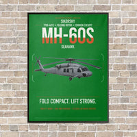 Thumbnail for Sikorsky MH-60S Seahawk vertical canvas print - framed - green background