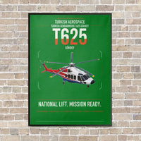 Thumbnail for Turkish Aerospace T625 Gökbey vertical canvas print - framed - green background