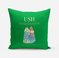 Thumbnail for Malvinas Argentinas International Airport (USH) design on green pillow