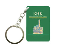 Thumbnail for Bukhara International Airport BHK Key Chain design on green key chain