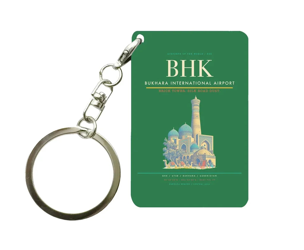 Bukhara International Airport BHK Key Chain design on green key chain