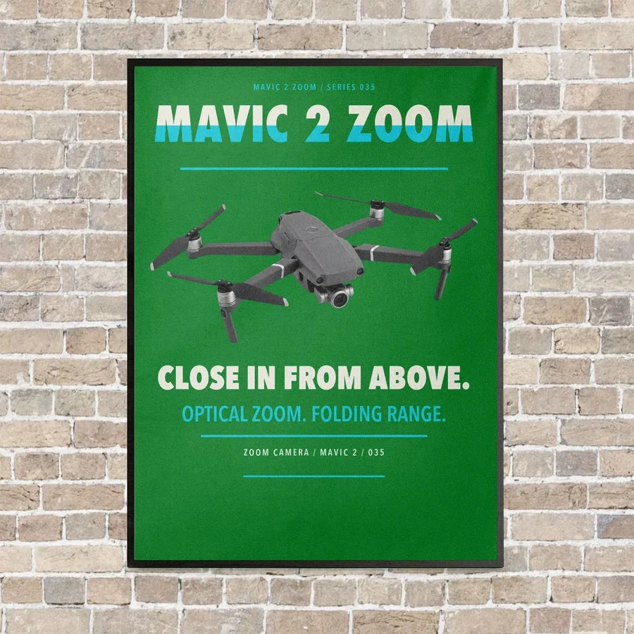 DJI Mavic 2 Zoom vertical canvas print - framed - green background