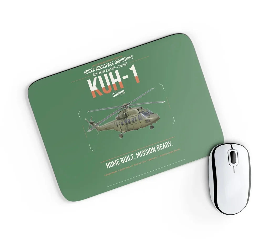 Korea Aerospace Industries KUH-1 Surion design on green rectangle mouse pad