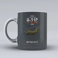 Thumbnail for Piasecki H-21C Shawnee design on gray ceramic mug, double-side print