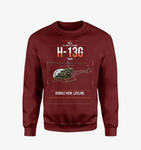 Thumbnail for Bell H-13G Sioux design on wine red sweatshirt