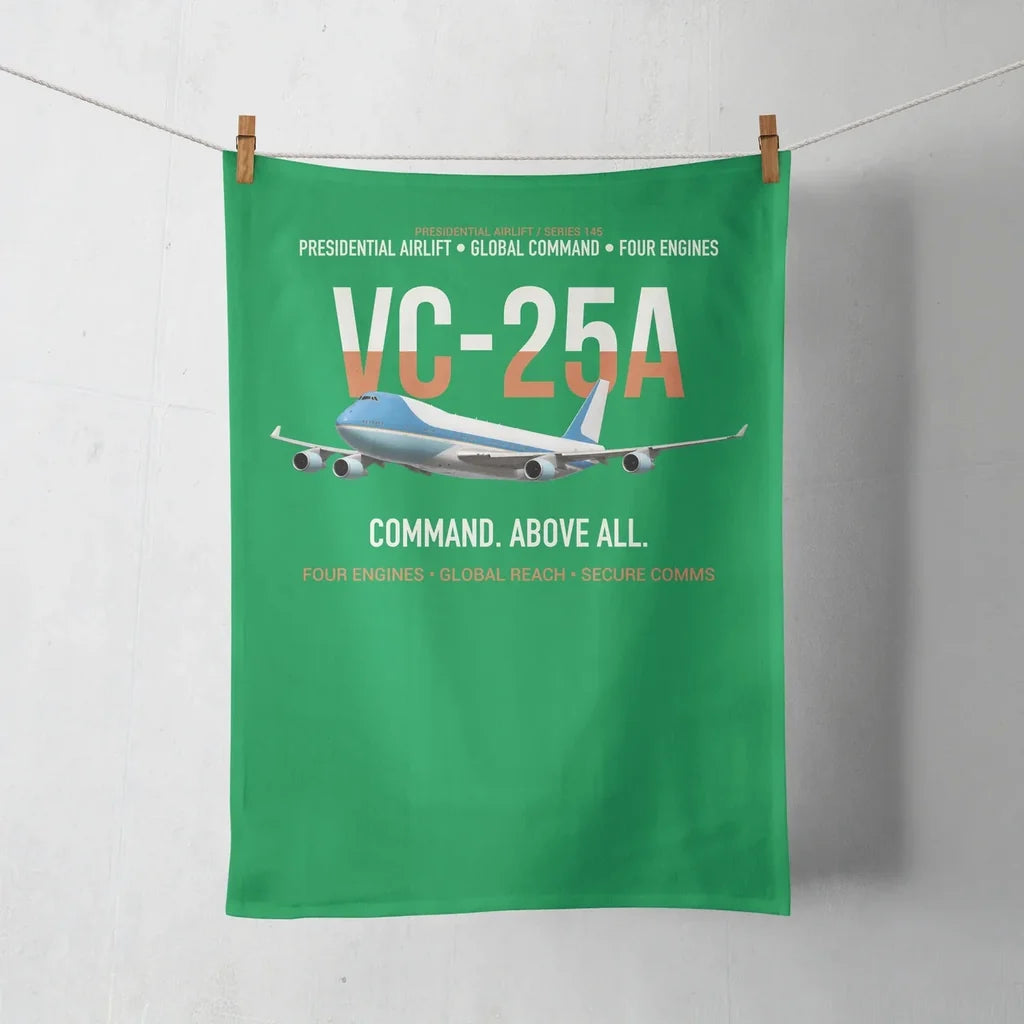 VC-25A Air Force One Presidential Airlift design on green towel