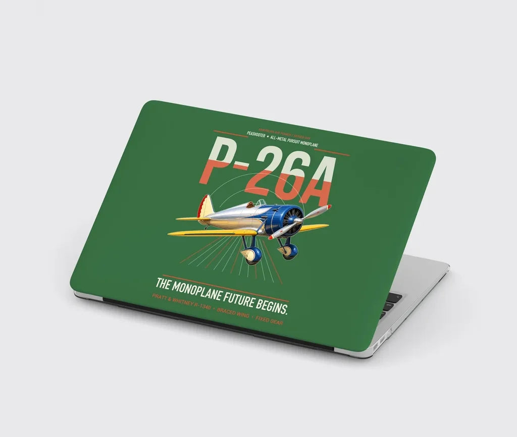 Boeing P-26A Peashooter design on green MacBook case