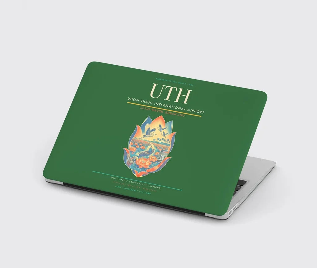 Udon Thani International Airport (UTH) design on green MacBook case