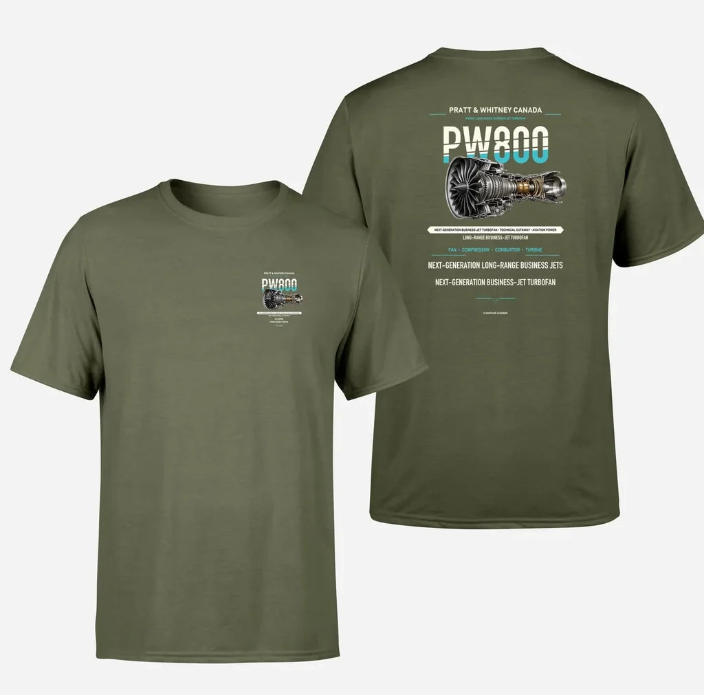 PW800 design on green army t shirt