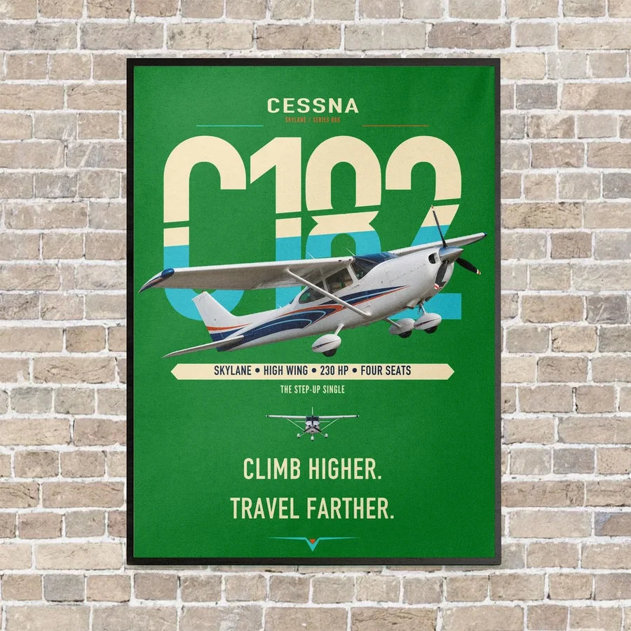 Cessna 182 Skylane vertical canvas print - framed - green background