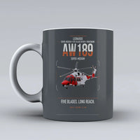Thumbnail for Leonardo AW189 design on gray ceramic mug, double-side print