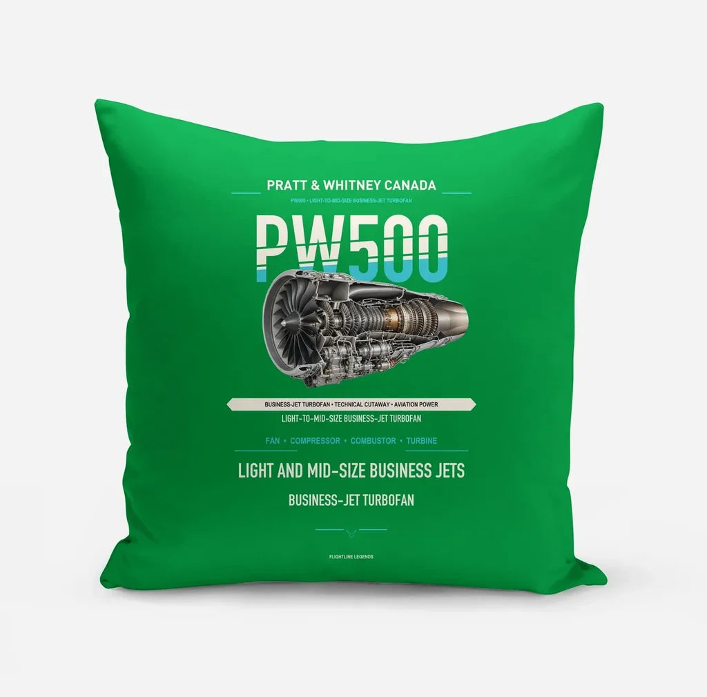 PW500 design on green pillow