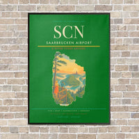 Thumbnail for Saarbrucken Airport SCN vertical canvas print - framed - green background