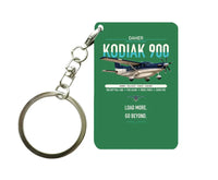 Thumbnail for Daher Kodiak 900 design on green designed key chain, double-side print
