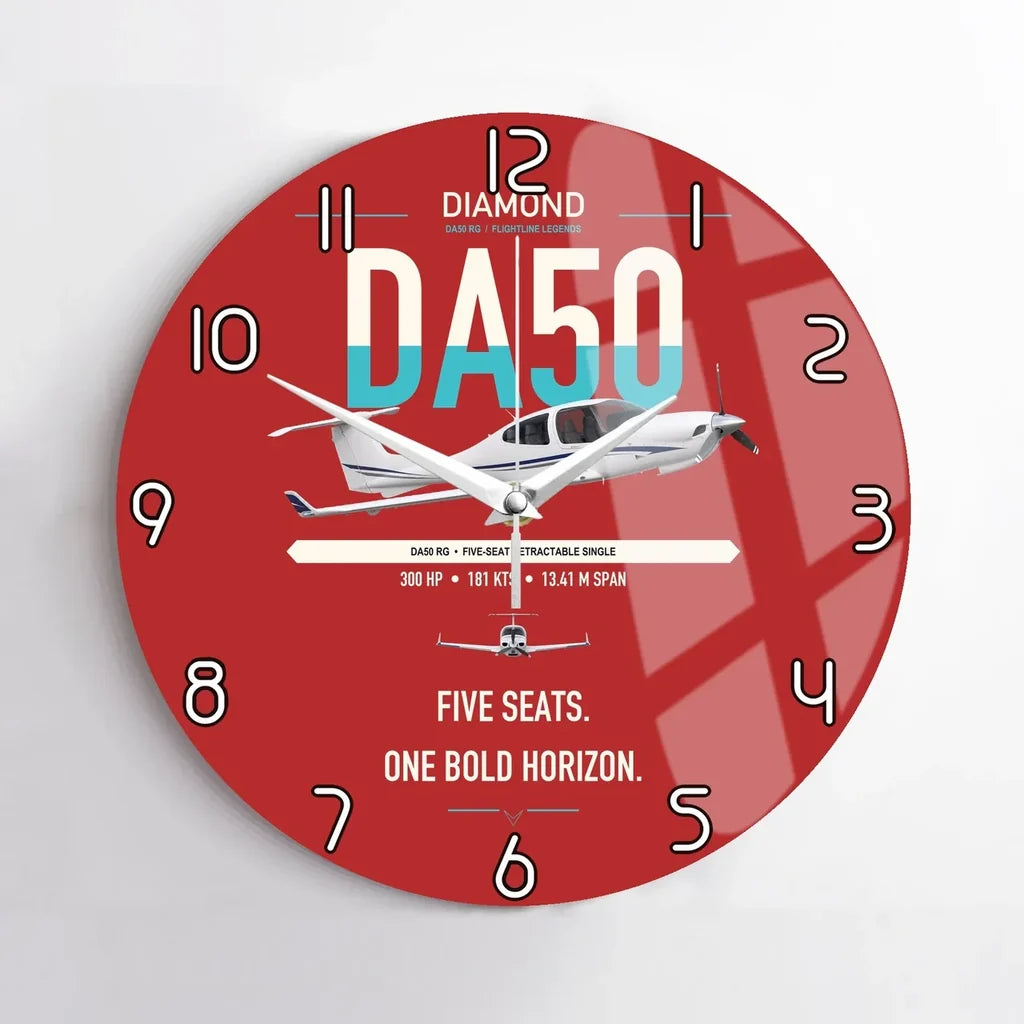 Diamond DA50 RG design on red no frame wall clock