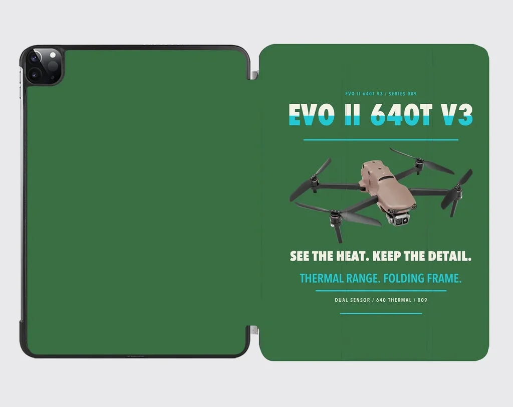 Autel EVO II Dual 640T V3 design on green ipad tablet case