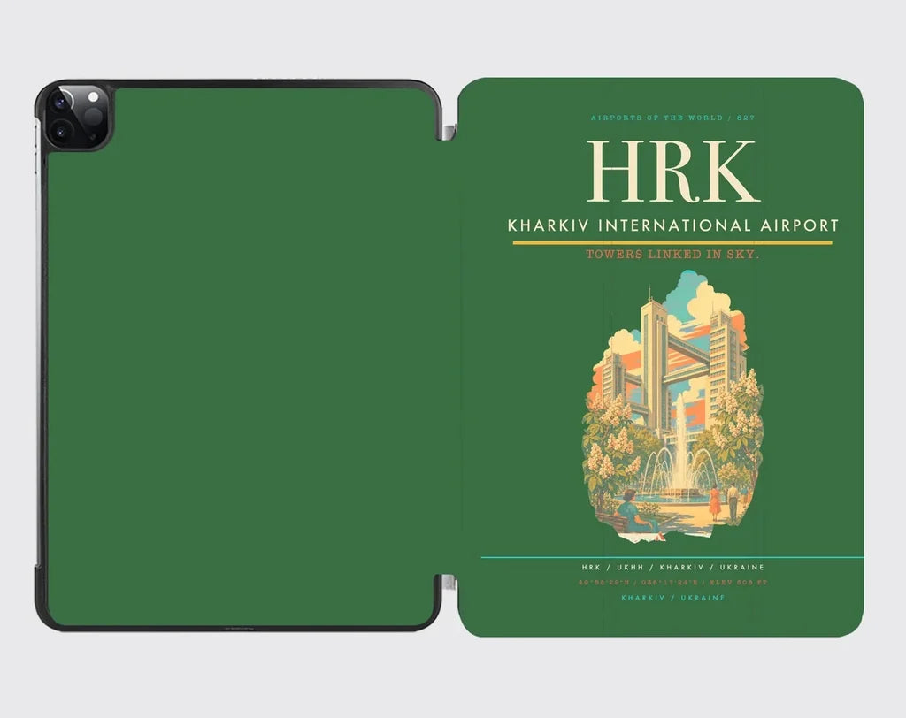 Kharkiv International Airport (HRK) design on green ipad tablet case