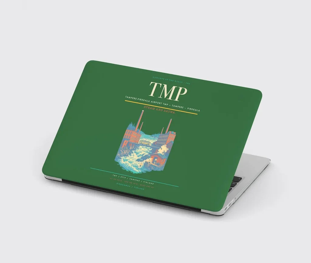 Tampere-Pirkkala Airport (TMP) design on green MacBook case