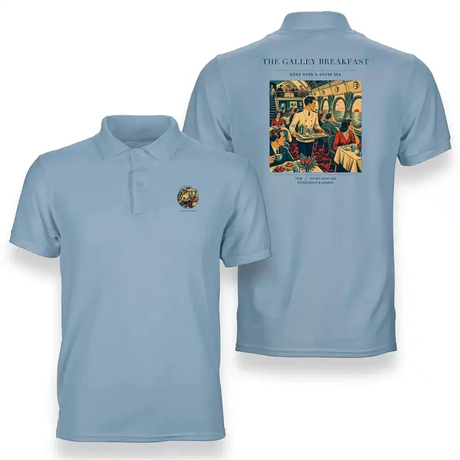 VINTAGE G4184 - The Galley Breakfast - Double-Side Polo T-Shirt design on lightblue