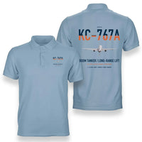 Thumbnail for Boeing KC-767A design on light blue double-side polo t-shirt, double-side print