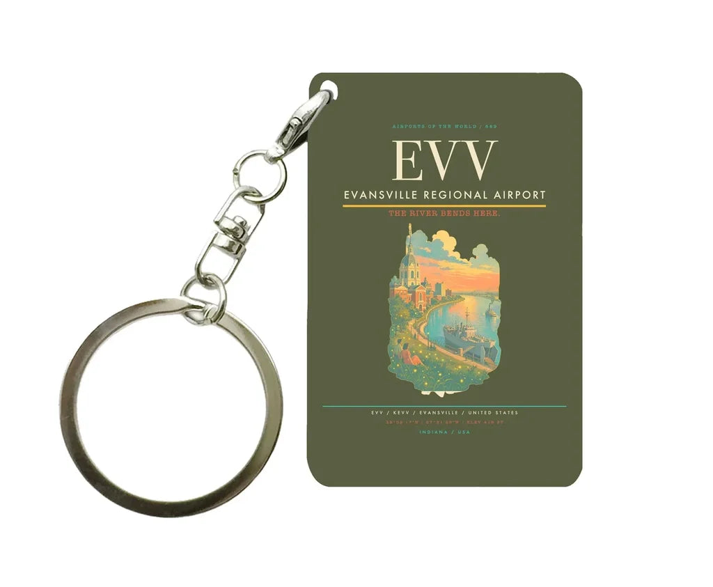 Evansville Regional Airport (EVV) design on green army key chain