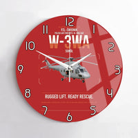 Thumbnail for PZL-Świdnik W-3WA Sokół design on red no frame wall clock