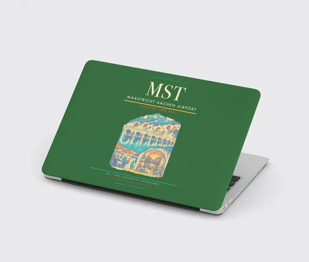 Maastricht Aachen Airport (MST) design on green MacBook case