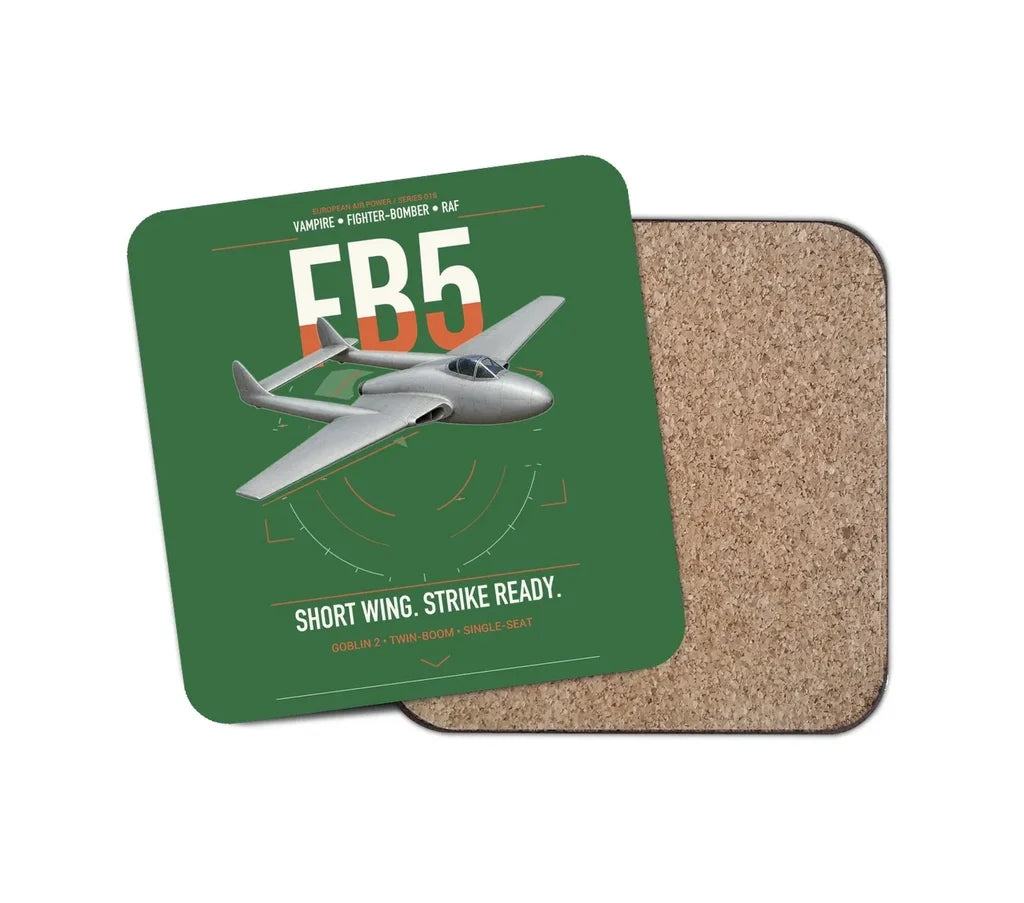 de Havilland Vampire FB5 design on green 1 piece coaster