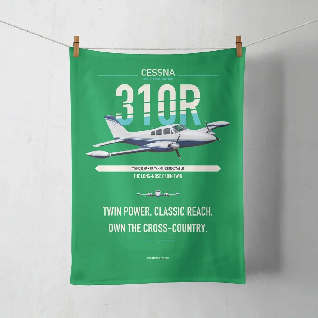Cessna 310R design on green towel