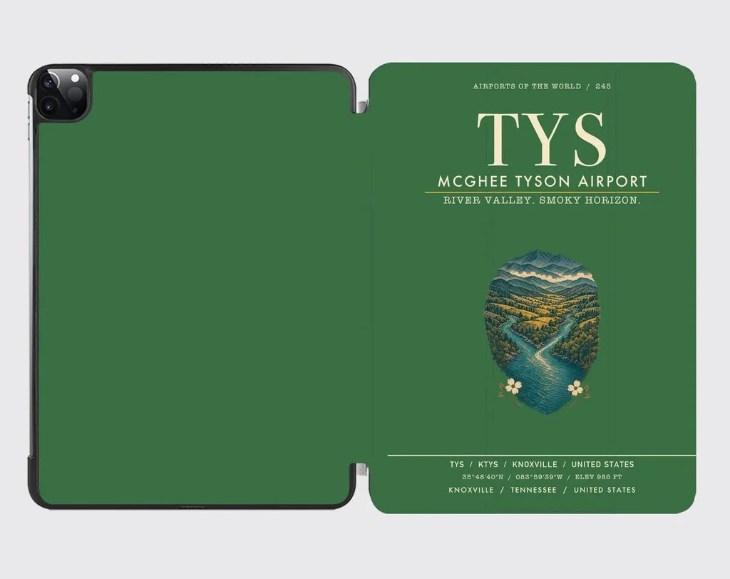 McGhee Tyson Airport Knoxville (TYS) design on green ipad tablet case