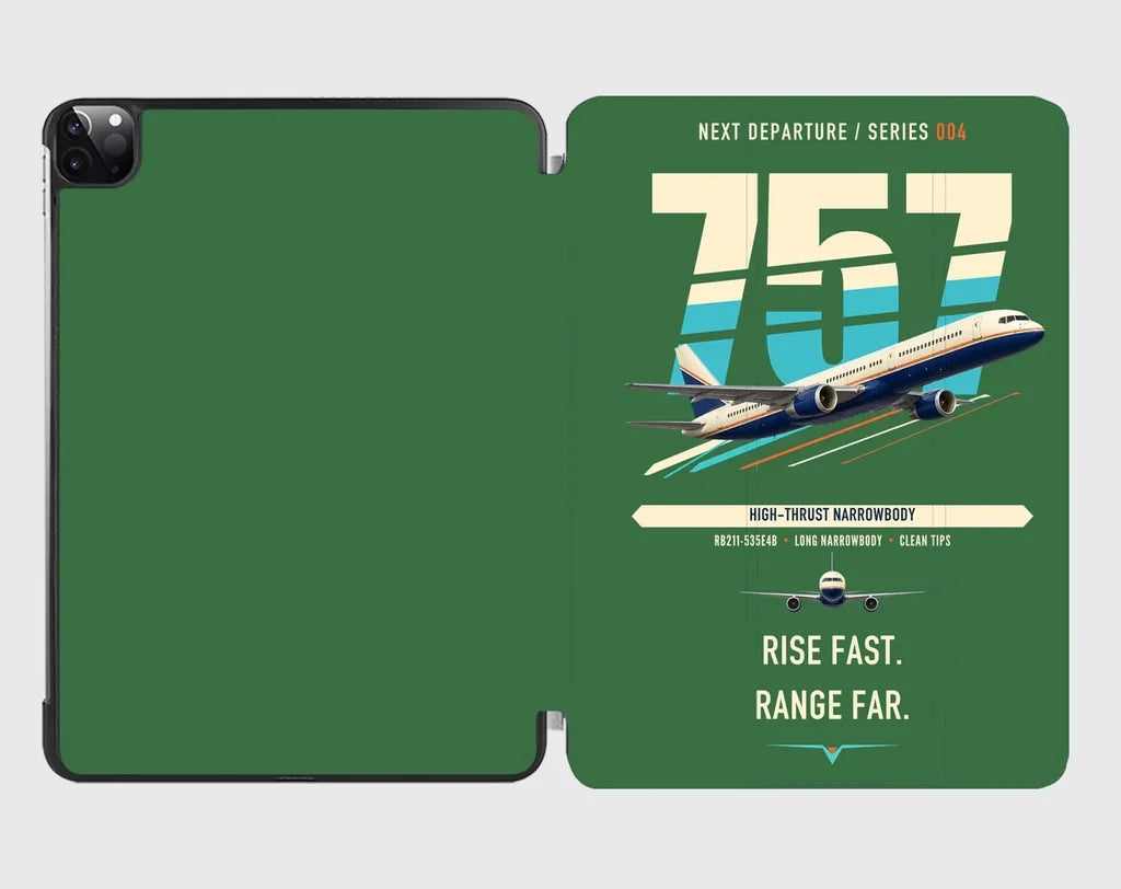 Boeing 757-200 design on green ipad tablet case