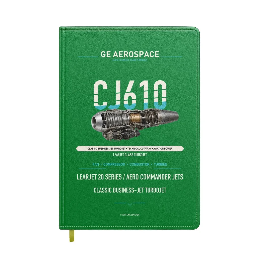 CJ610 design on green notebook