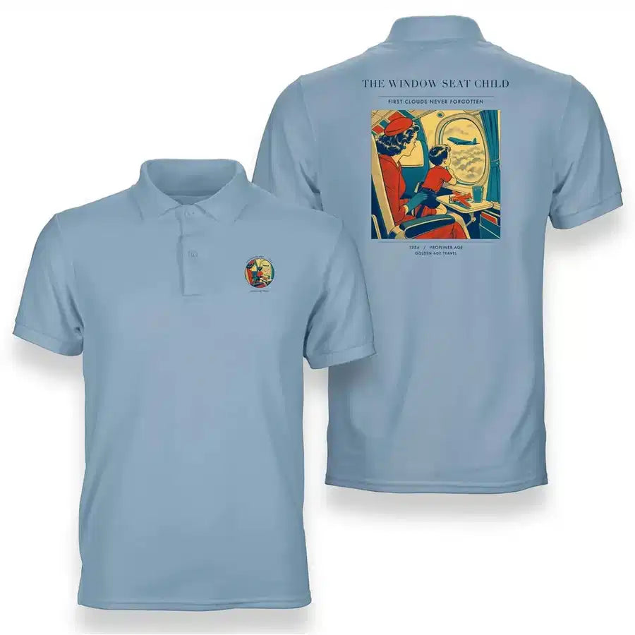 VINTAGE G4215 - The Window Seat Child - Double-Side Polo T-Shirt design on lightblue
