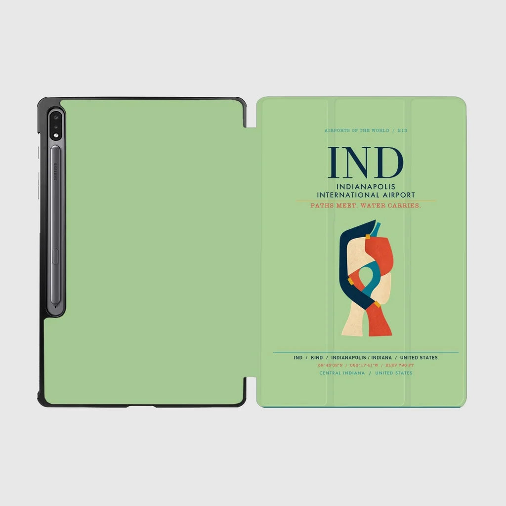Indianapolis International Airport (IND) design on light green samsung tablet tablet case