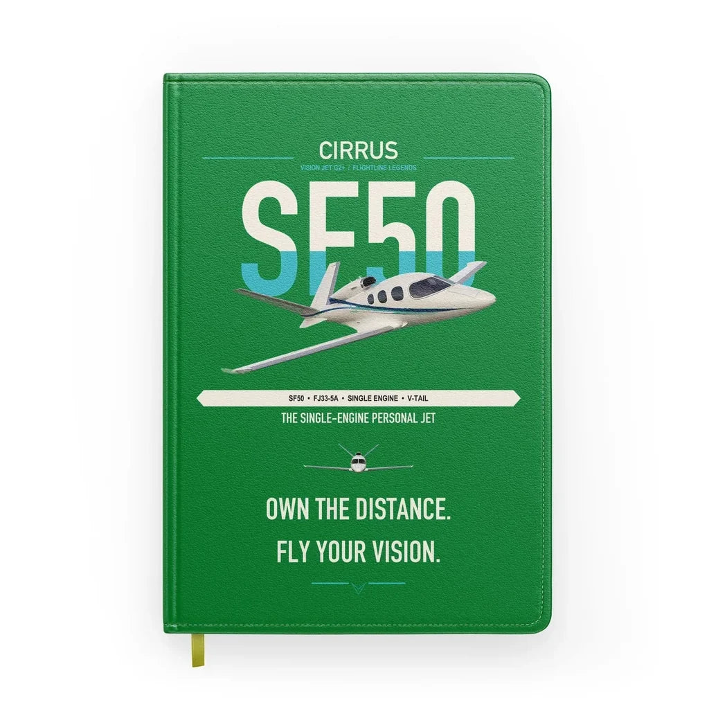 Cirrus Vision Jet G2+ design on green notebook