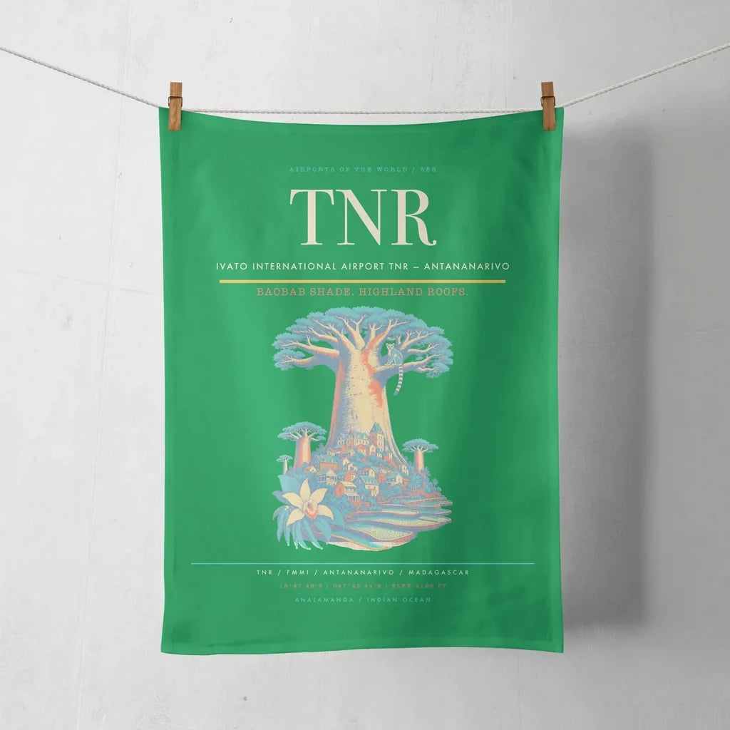 Ivato International Airport (TNR) design on green towel