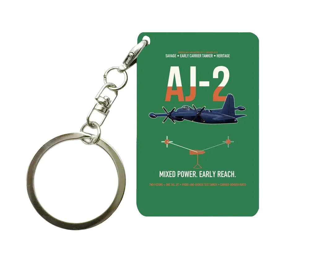 AJ-2 Savage Tanker design on green designed key chain, double-side print