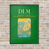 Thumbnail for Dalaman Airport DLM vertical canvas print - framed - green background