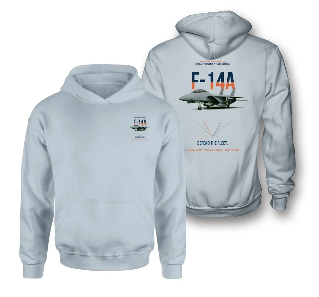 F-14A TOMCAT design on light blue hoodie