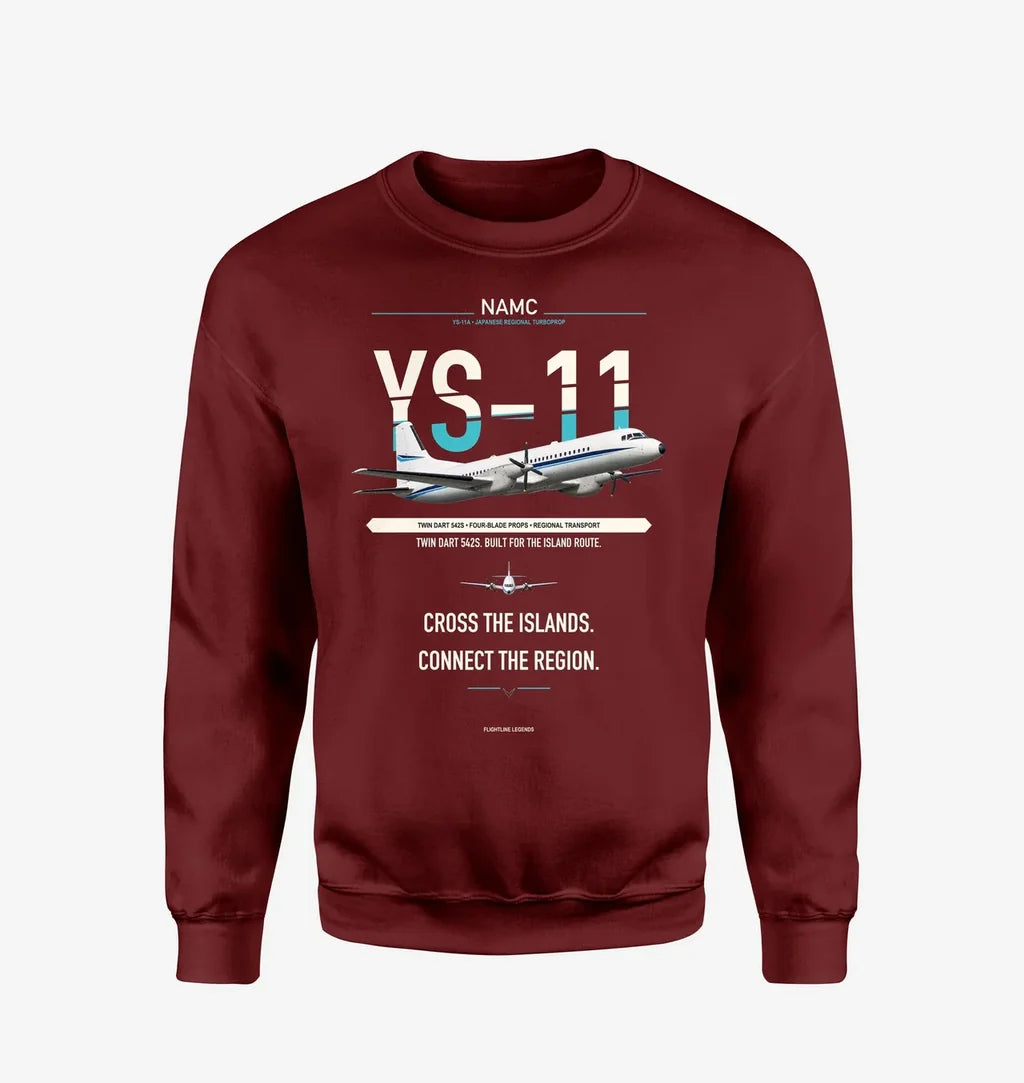 NAMC YS-11A design on wine red sweatshirt
