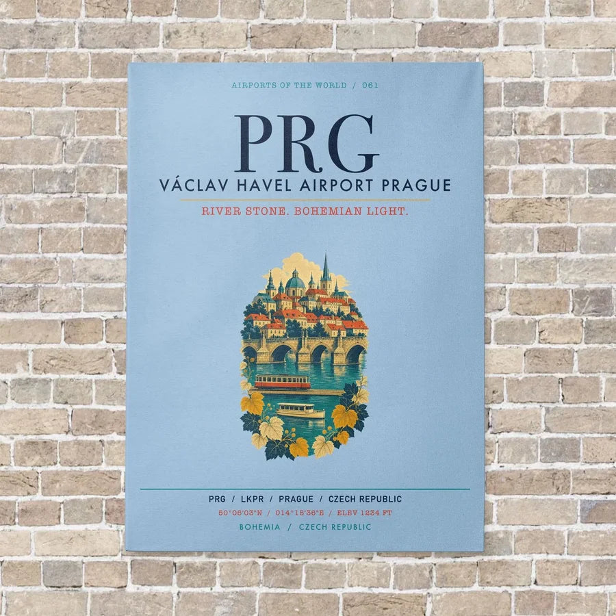 Vaclav Havel Airport Prague PRG vertical canvas print - no frame - light blue background